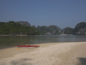kayak on beach on Halong Bay, Vietnam